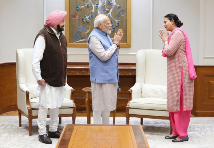 पंजाब के पूर्व मुख्यमंत्री अमरिंदर सिंह ने प्रधानमंत्री नरेंद्र मोदी से की मुलाकात