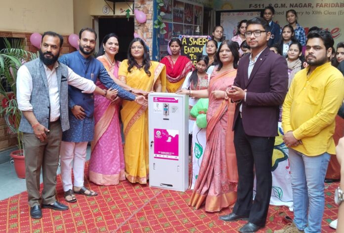 Sanitary pad vending machine given to girl students on International Women's Day